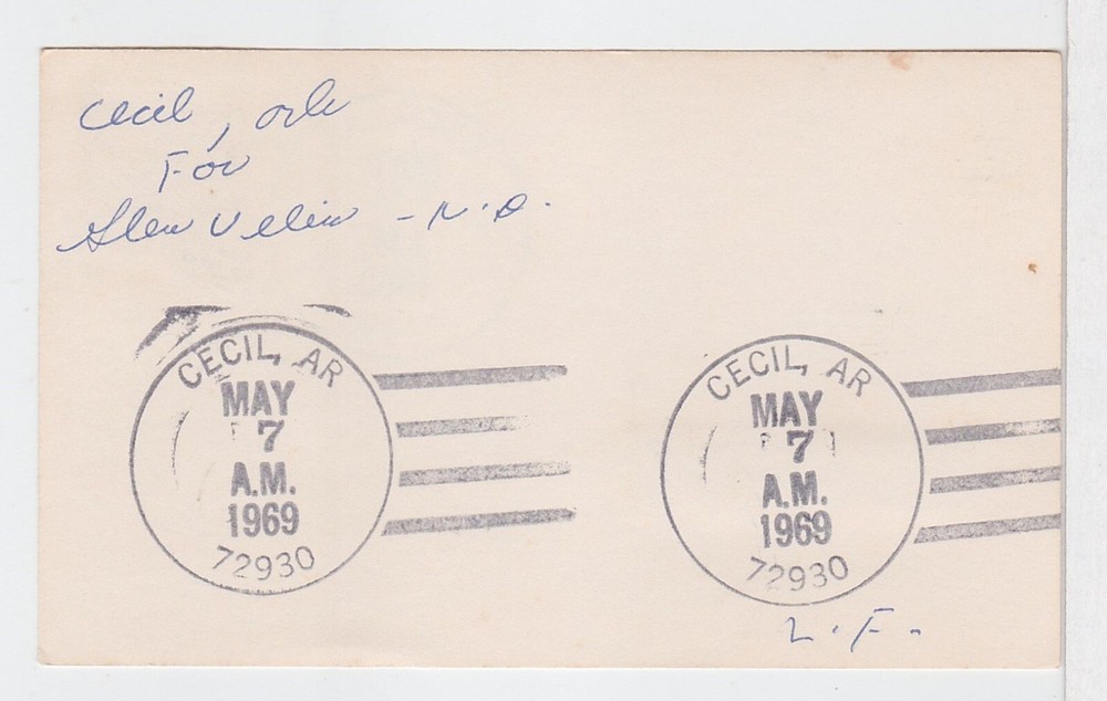 TurtlesTradingPost- Cecil, Arkansas 1969- Nice Hand Cancel