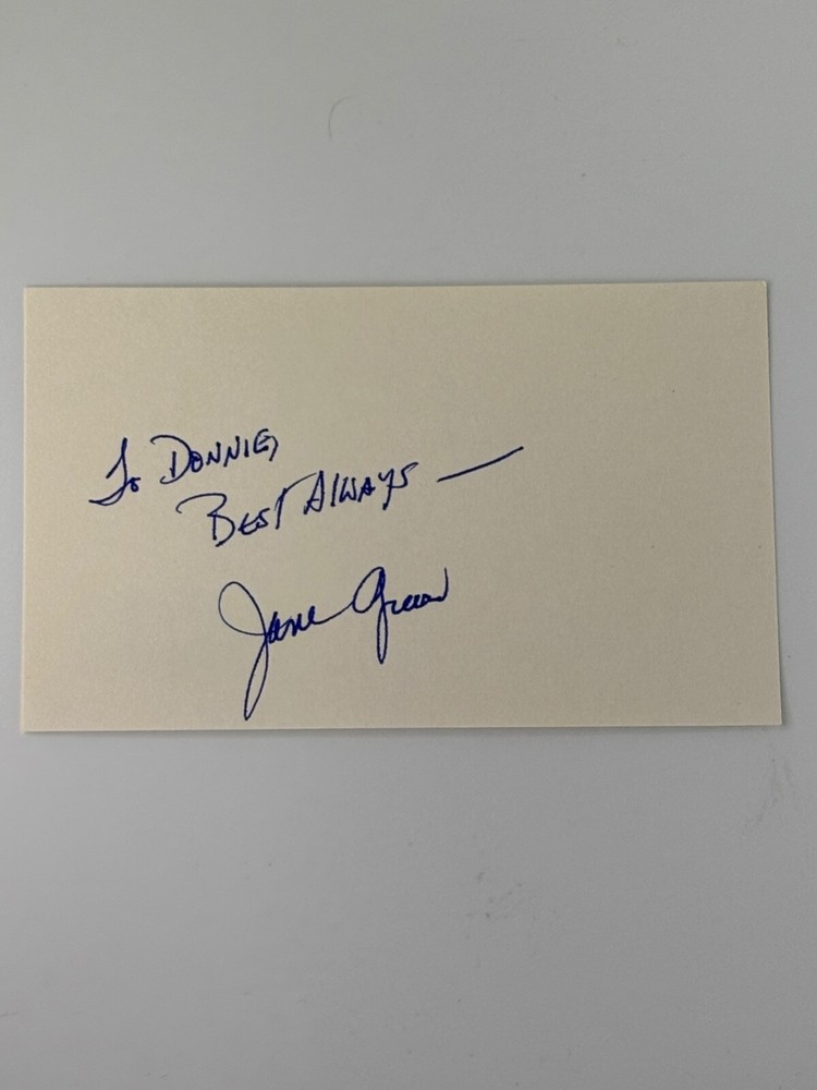 JANE GREEN  SIGNED INDEX CARD AUTOGRAPH BECKETT AUTHENTICATED COA AUTHOR