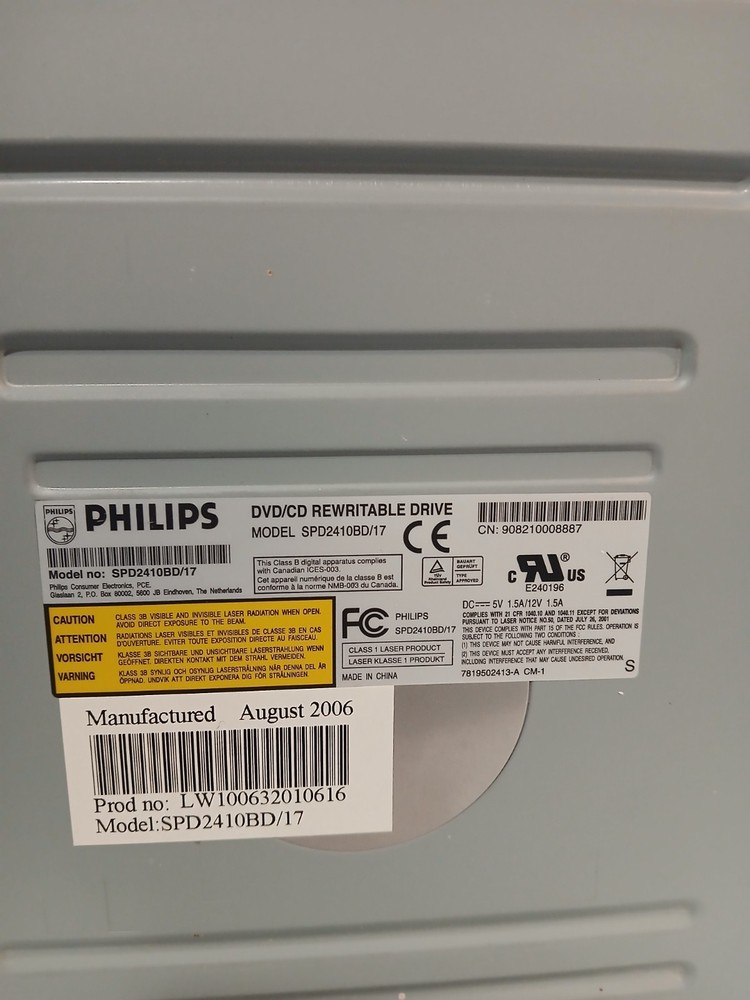 Philips SPD2410BD/17 DVD/CD Rewritable Internal 5.25" Drive