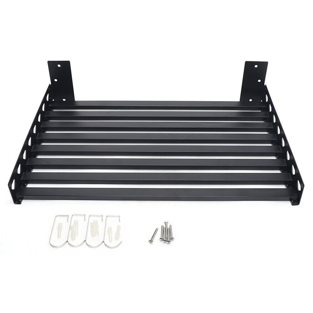 Microwave Oven Bracket Shelf Kitchen Holder Storage Rack Wall Mount with 4 Hooks