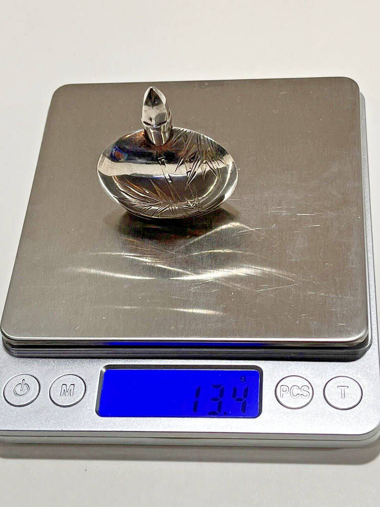 950 Silver Miniature Perfume Bottle Chased Work 13.4 Grams