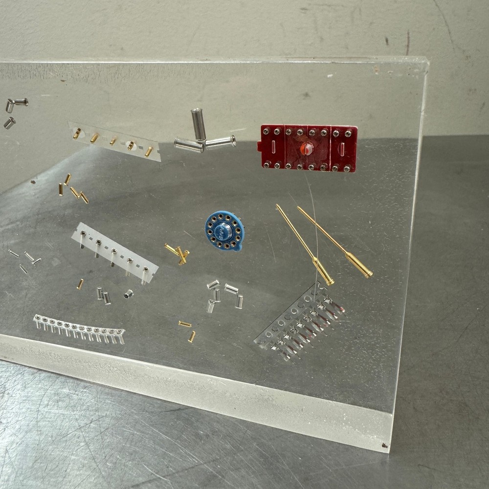 AMP Miniature Spring Sockets LUCITE Encased Display - Electronics Advertising