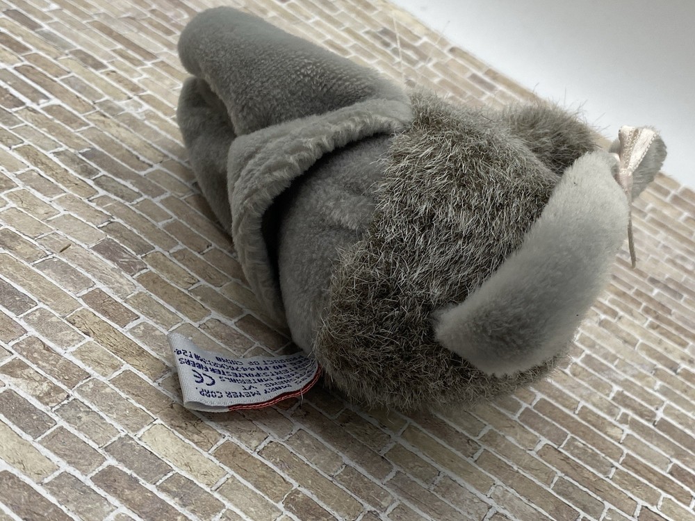Mary Meyer 1993 Finger Puppet Plush Gray Mouse Pink Inside Ears 5"