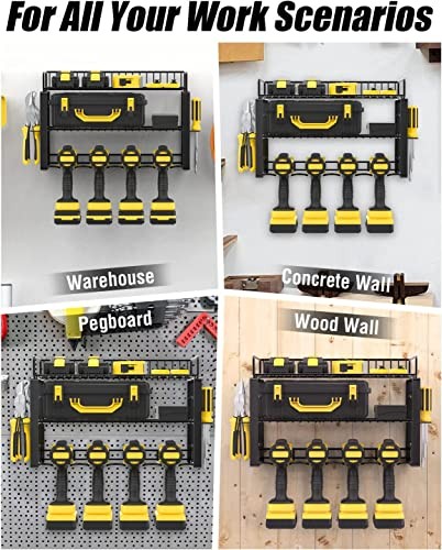 Power Tool Organizer Holder - Wall Mount Style for Power Tool Drill as Heavy