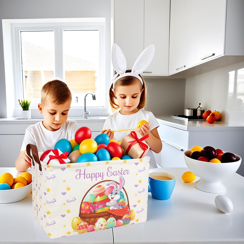 ASKETAM Easter Basket for Kid Large Empty Baby Rectangular Cute Easter Gift S...