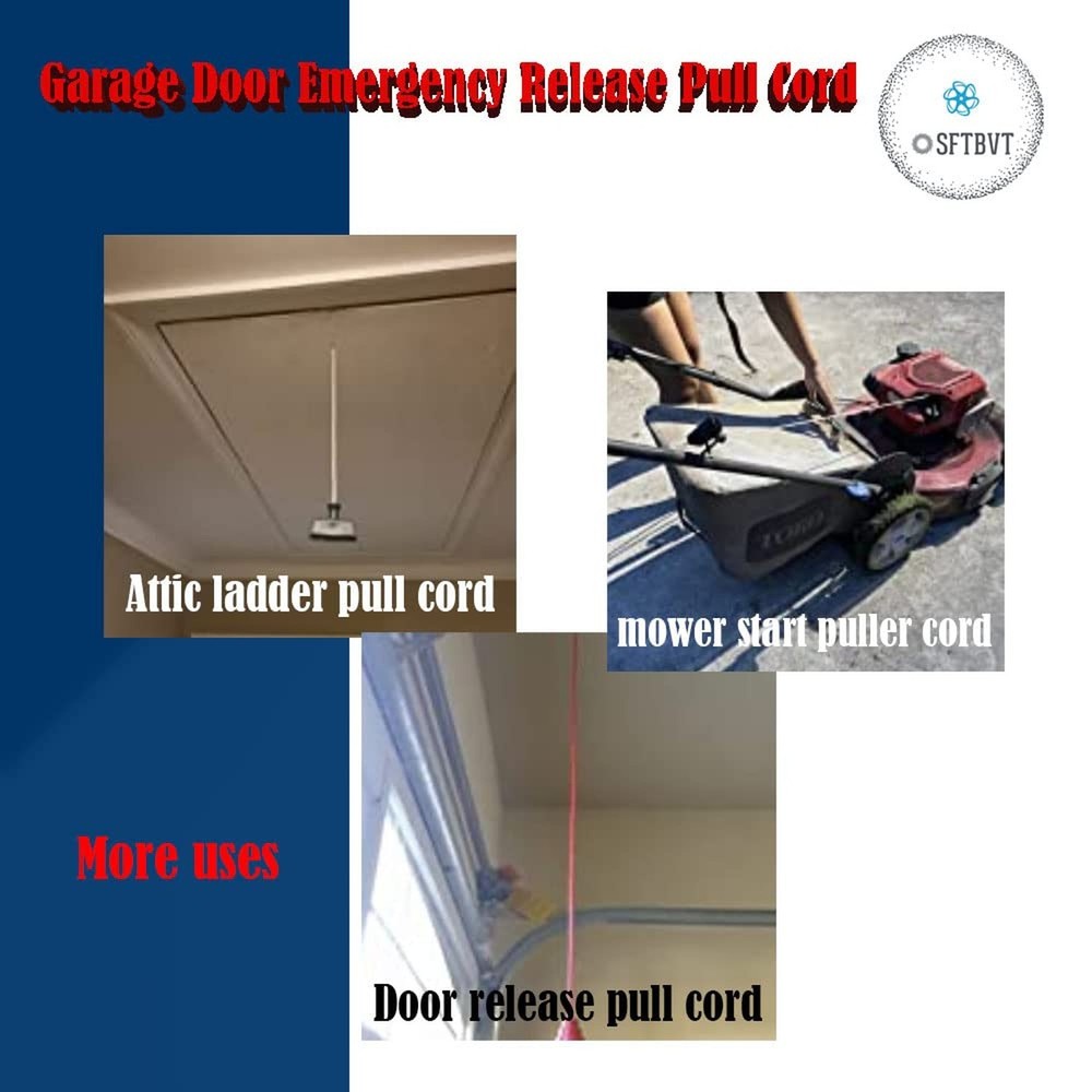 Garage Door Emergency Release Pull Cord with Handle Garage Opener Rope Puller...