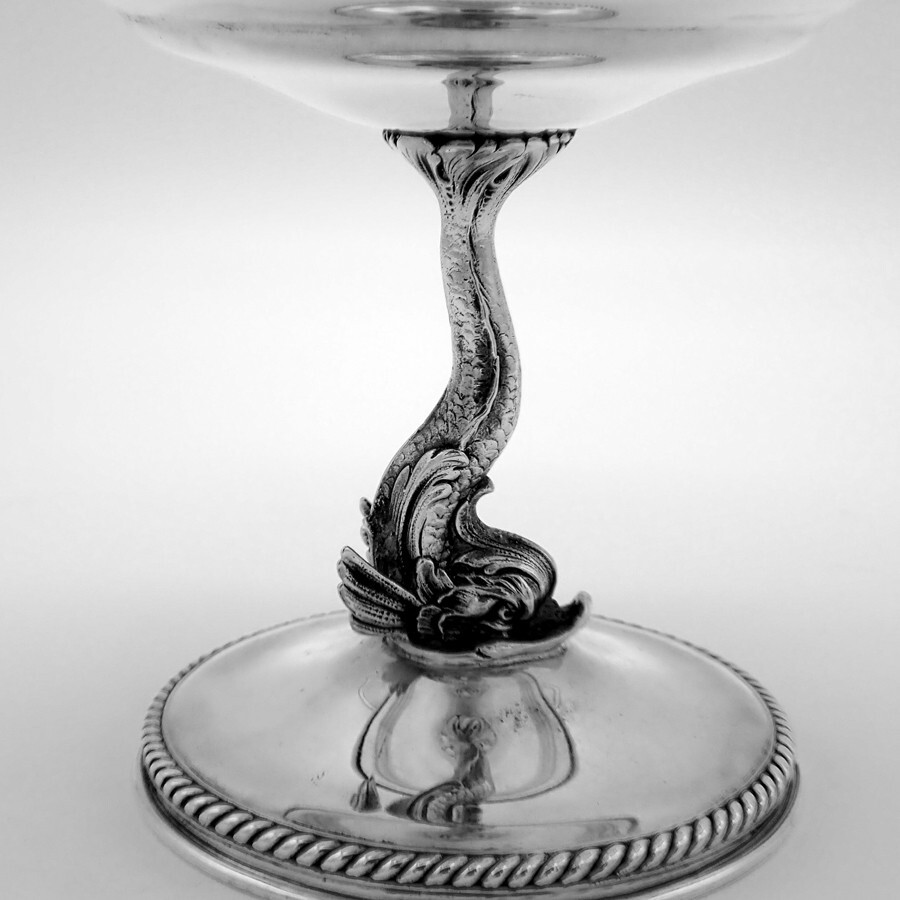 Figural Dolphin Footed Compote Serving Dish Sterling Silver Matthews Co