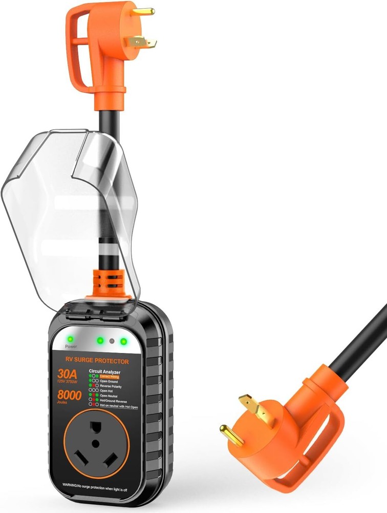 RV Surge Protector 30 Amp /RV Circuit Analyzer (8000 J) With LED Indicator Light