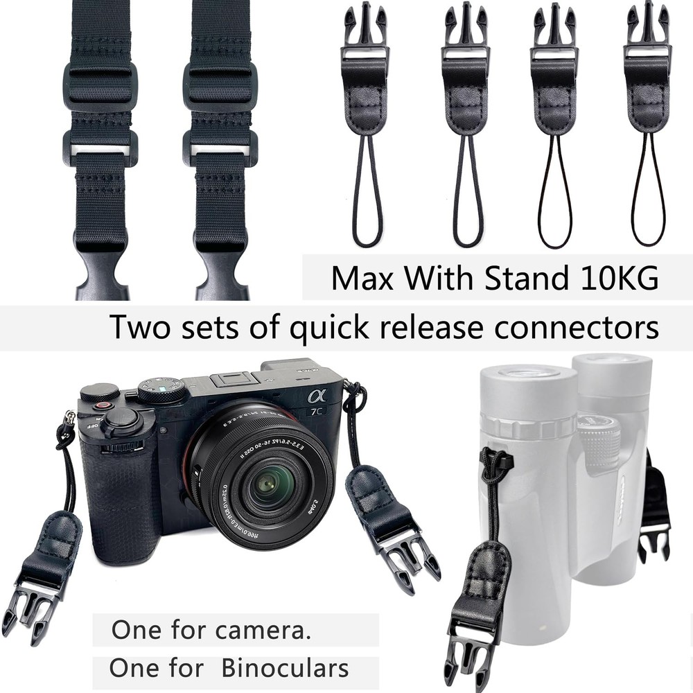 Camera Neck Strap,Soft Binocular Should Strap with Quick 56 inch, Black