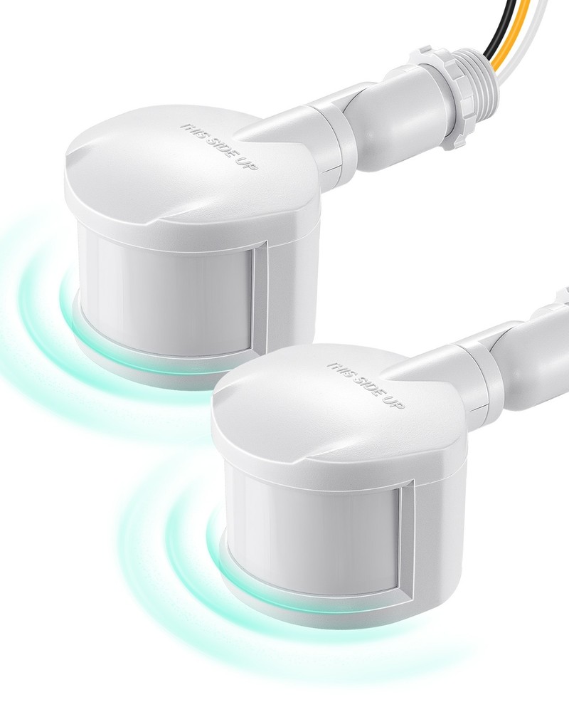 EDISHINE Outdoor Motion Sensor 2 Pack, 180° Adjustable Detection, 60FT Range, UL