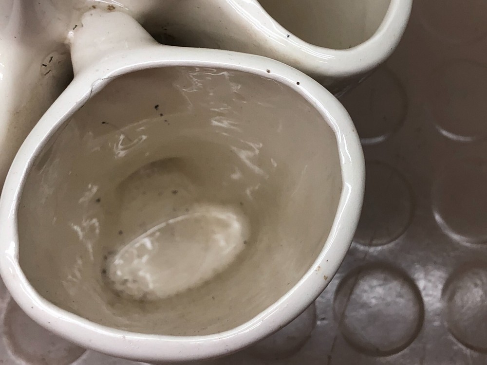 Vintage Ceramic Basket Planter/Vase 4 Sections w/ Flowers