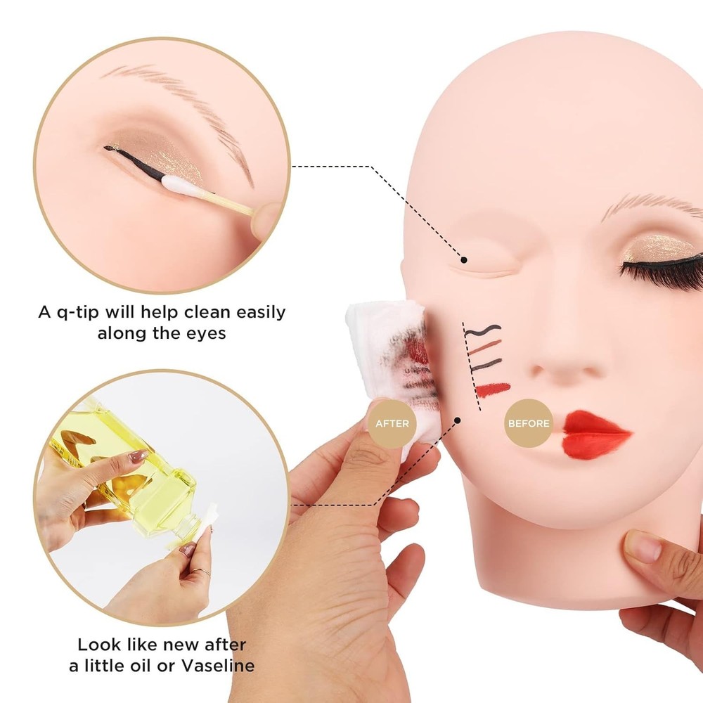 LASHVIEW Lash Mannequin Head, Practice Training Head for Make Up and Lash Extent