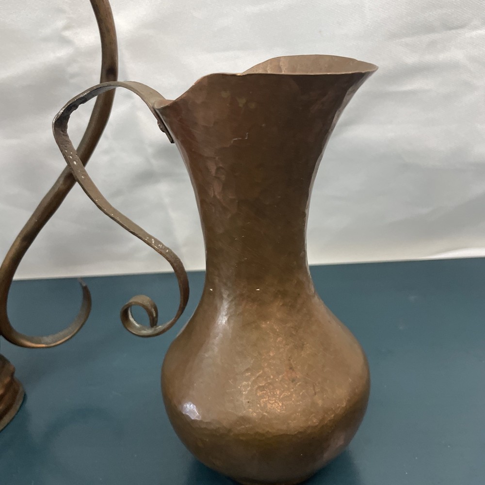 2 vintage, hand-hammered copper pitcher Primitive Rustic Decor