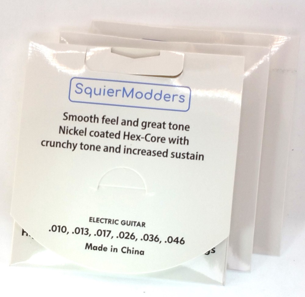 3 Pack SquierModders Hex-Core Nickel Wound Guitar Strings (10-46)