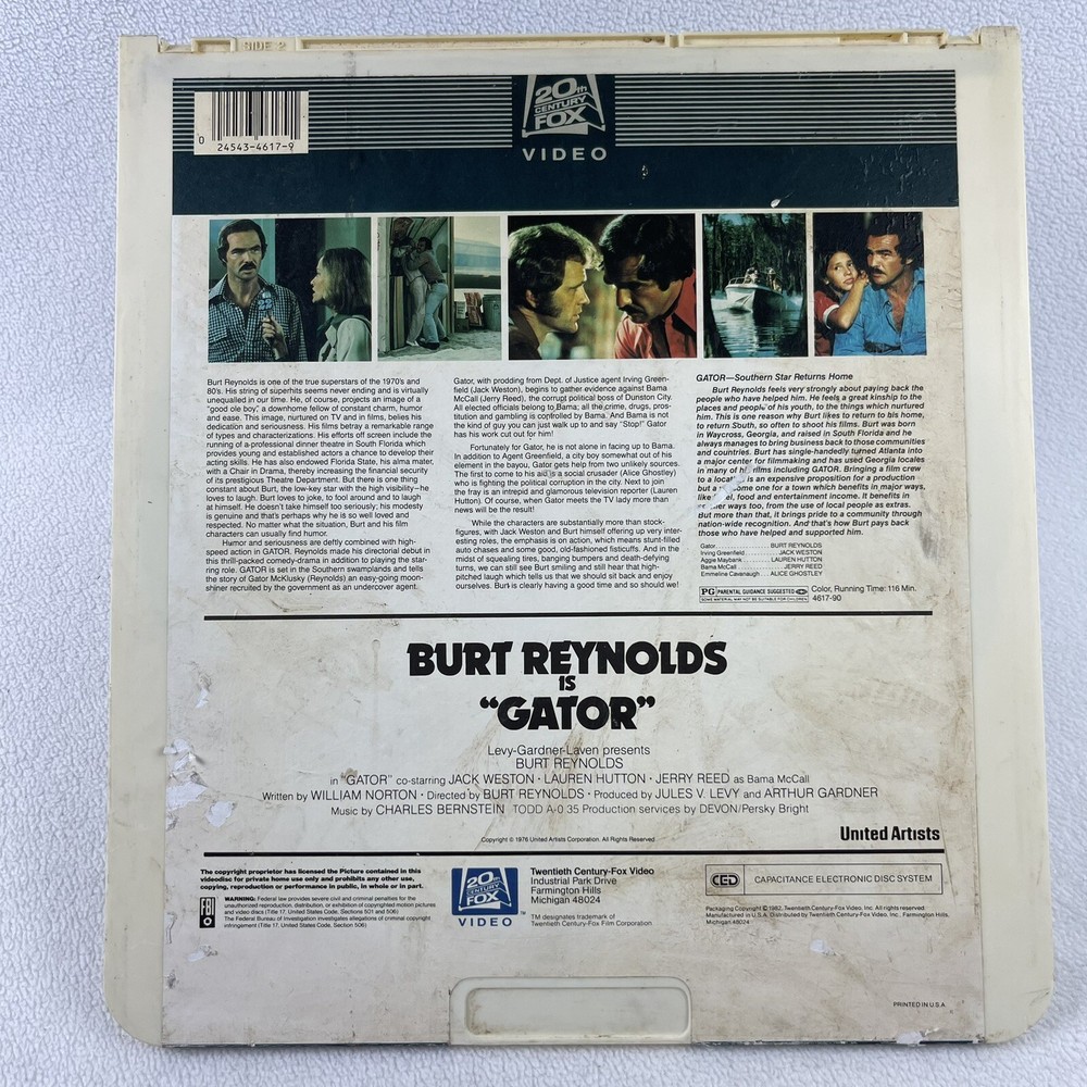 Gator (CED Video Disc) Good