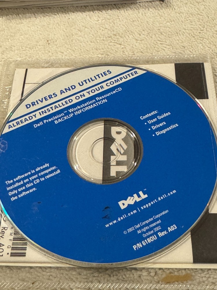 Dell Drivers & Utilities Dell Precision Workstation Resource CD Backup Info - CD