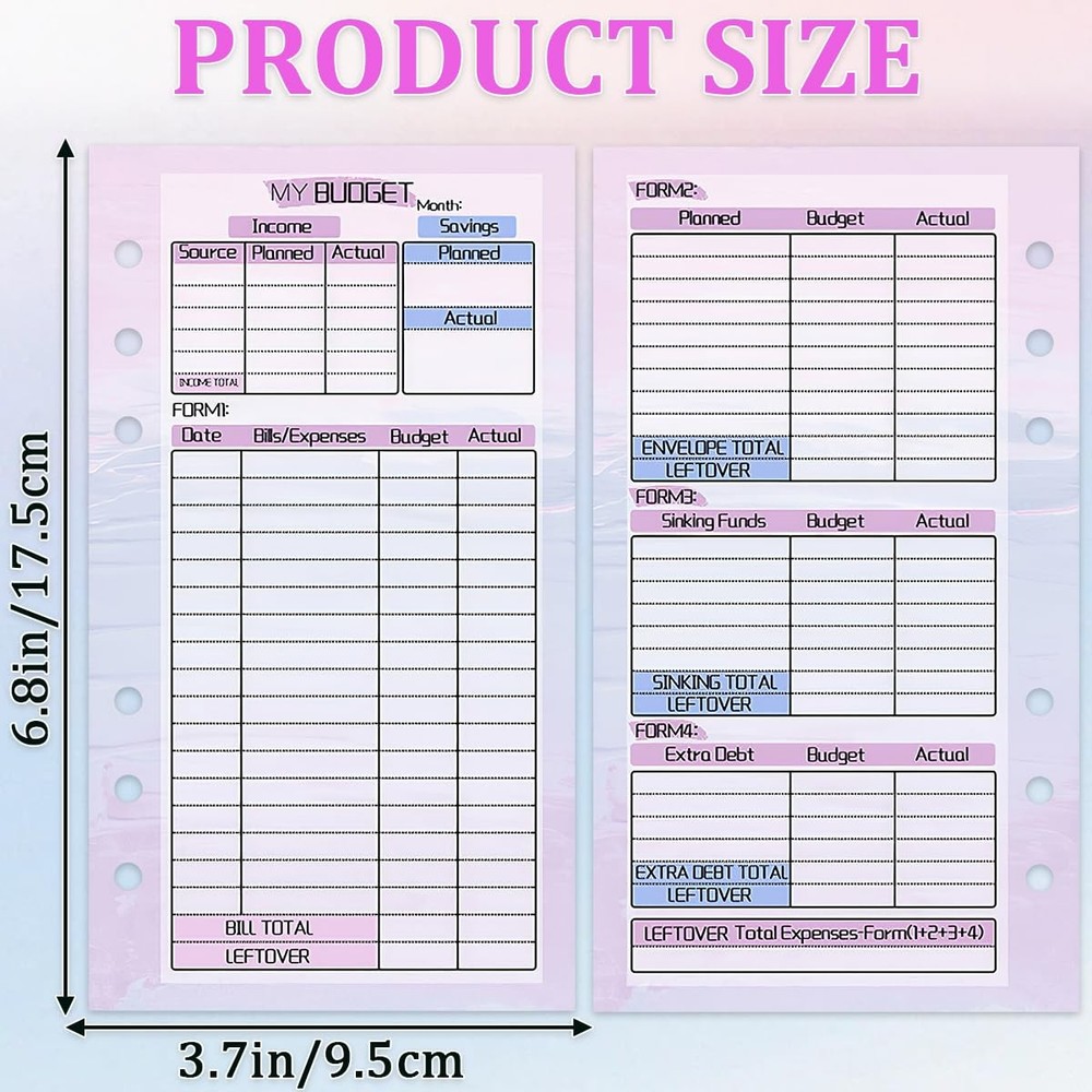 A6 Binder Planner Inserts, Monthly Weekly Refills Budget A6, Colored