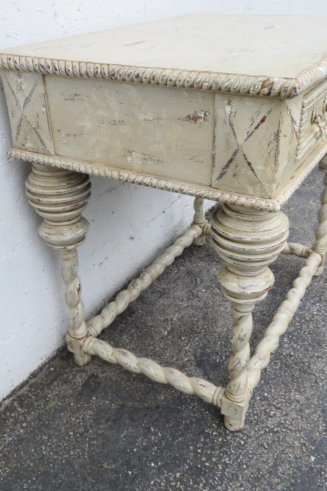 Guildmaster Shabby Chic Distressed Painted Carved Spindle Legs Buffet 5995