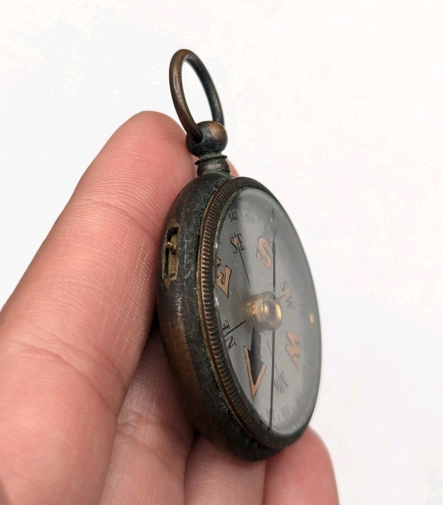 Vintage Pocket Compass Floating Dial Brass Case *Read*