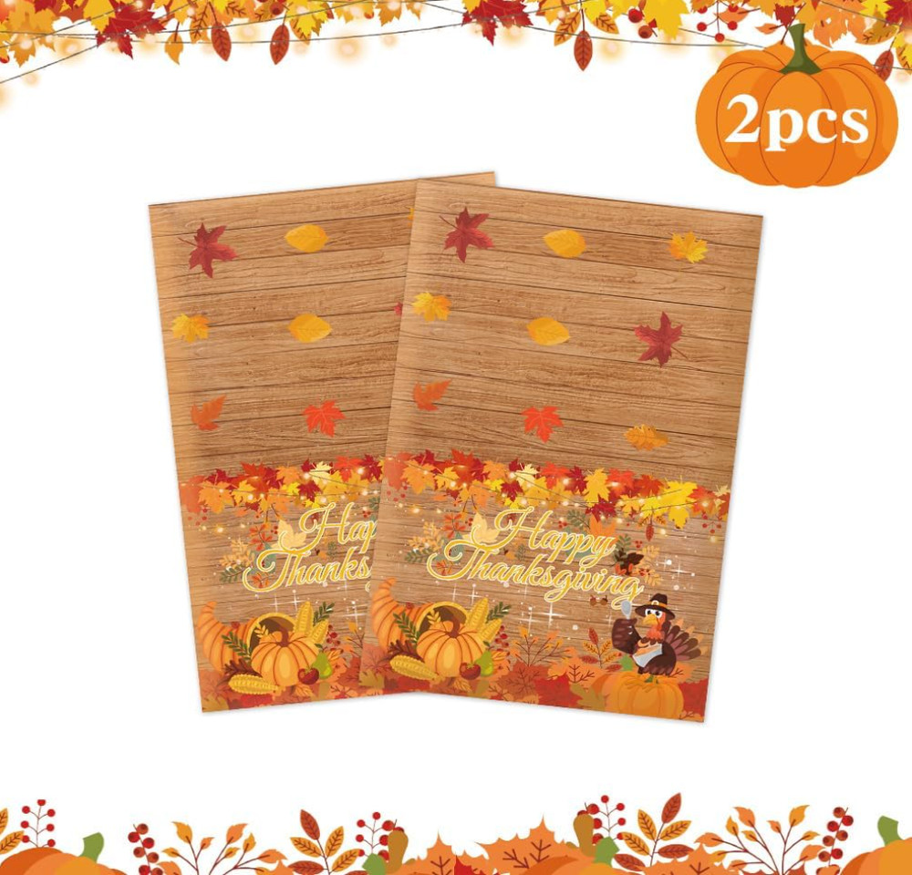 Disposable Thanksgiving Plastic Tablecloth – 2 Pack Rectangular, Fast USA Ship
