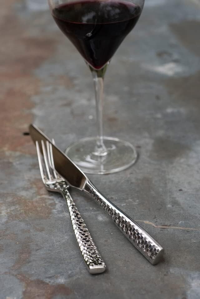 Lucca Flatware Set, 20-Piece, Faceted Stainless
