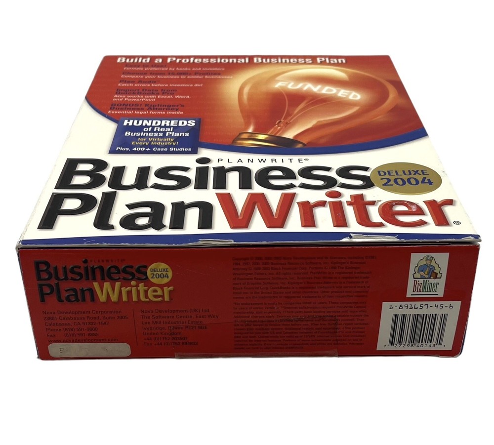 Planwright Business Plan Writer Software Deluxe 2004 Brand New Sealed