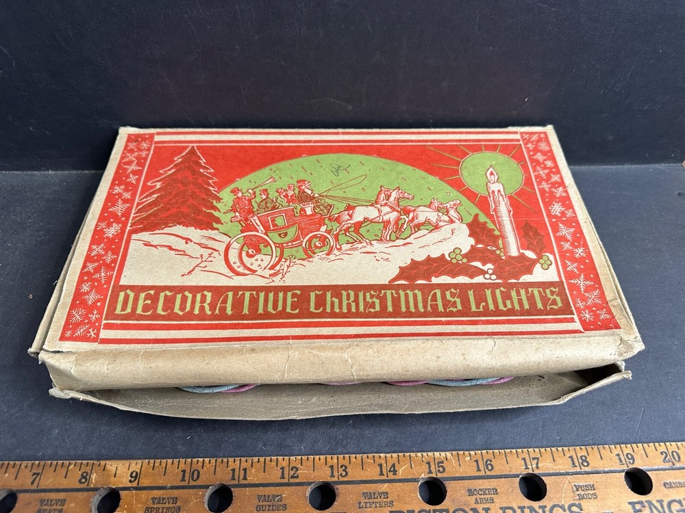 Vintage Christmas Tree Light String, Working, 7 Bulb, Original Box, Lot 4, As Is