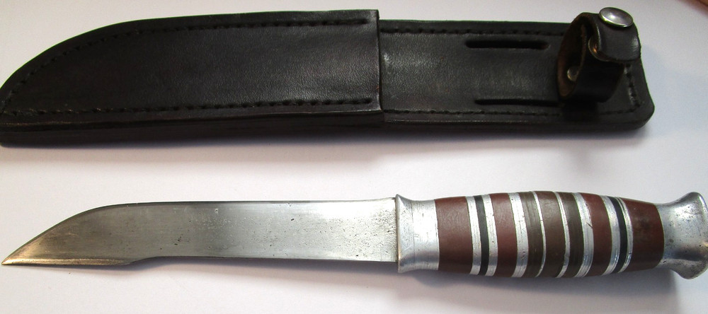 WW2 Handmade Fighting Knife w/ Leather Sheath