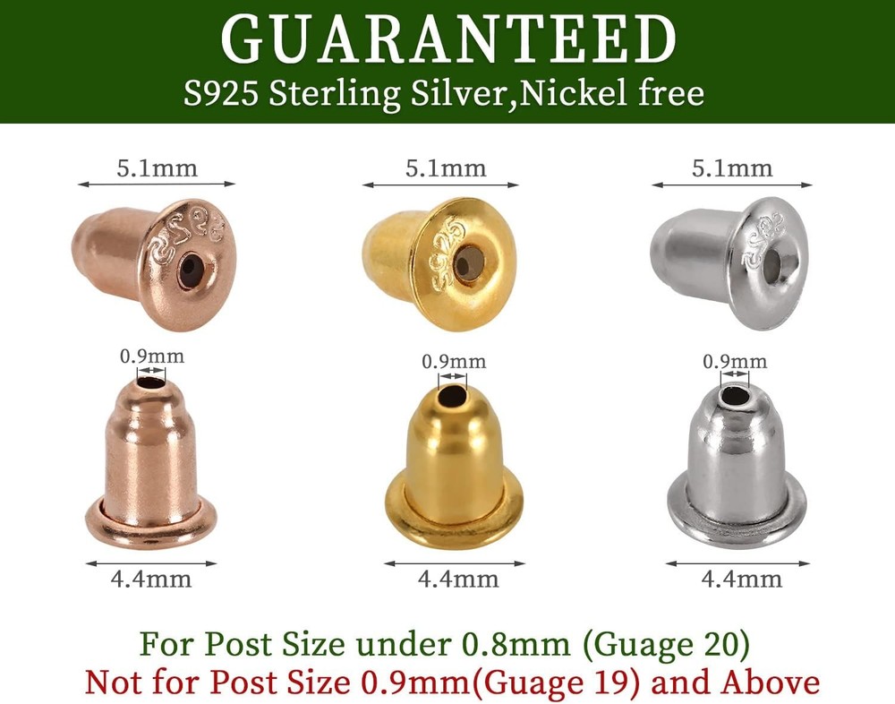 6Pairs/12Pcs Authentic 925 Sterling Silver Earring Backs for Studs, Hypoaller