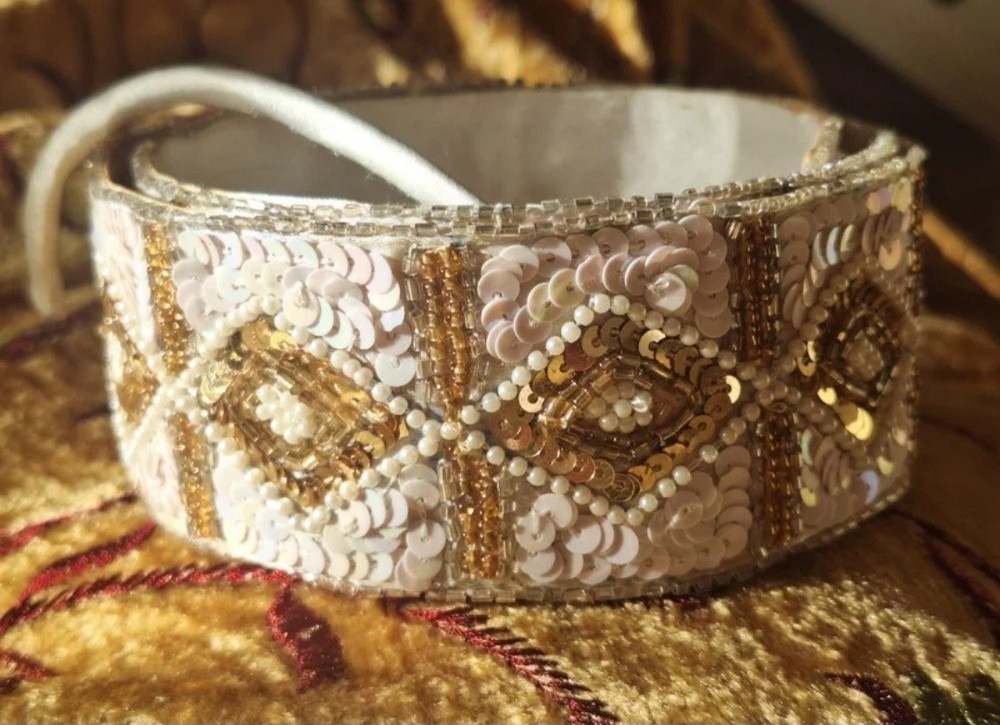 Vintage Satin And Sequin Belt