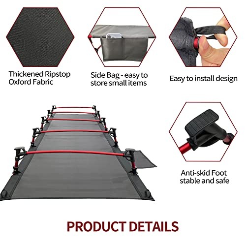 Portable Camping Cot Sleeping Cot Ultralight Backpacking Cot Bed for Black