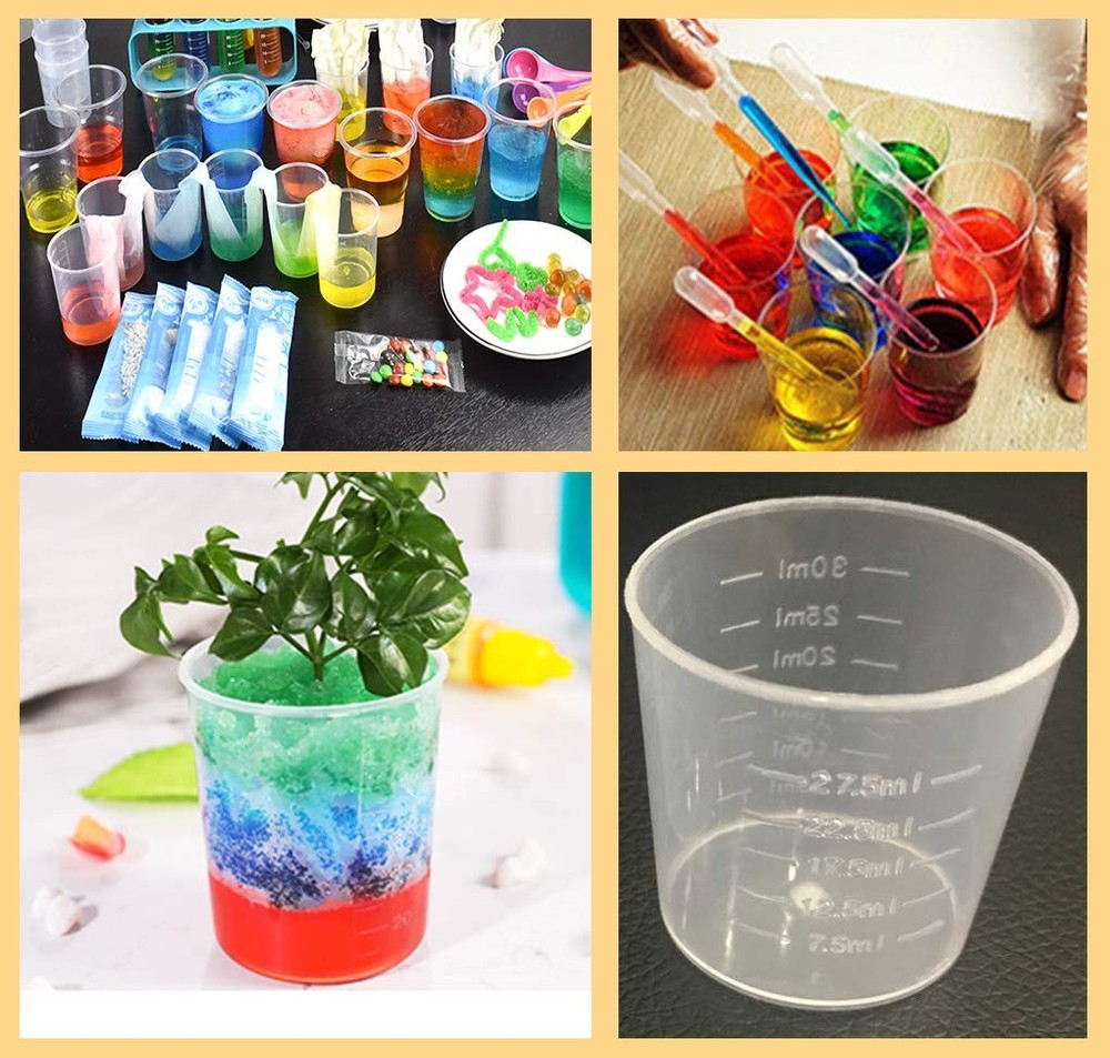 100 Pack 30ml (1 OZ) Plastic Clear Graduated Cups Transparent Scale Cups Clea...