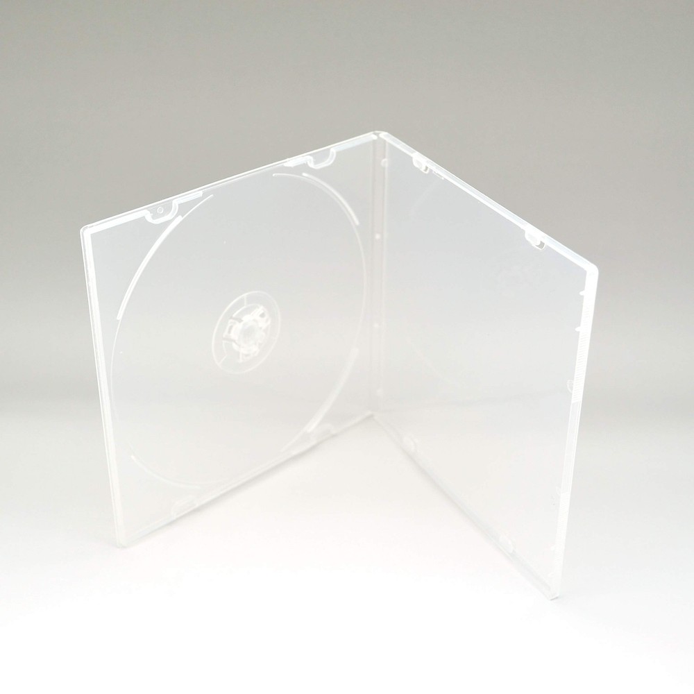 5.2mm Slim CD Cases 100-Pack Clear Poly Plastic with Outer Sleeve Maxtek