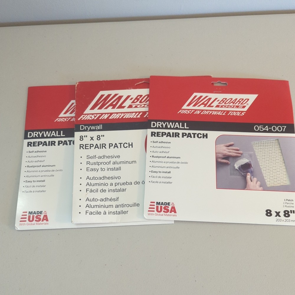 3 Pack WAL BOARD TOOLS 8" X 8" DRYWALL REPAIR PATCH