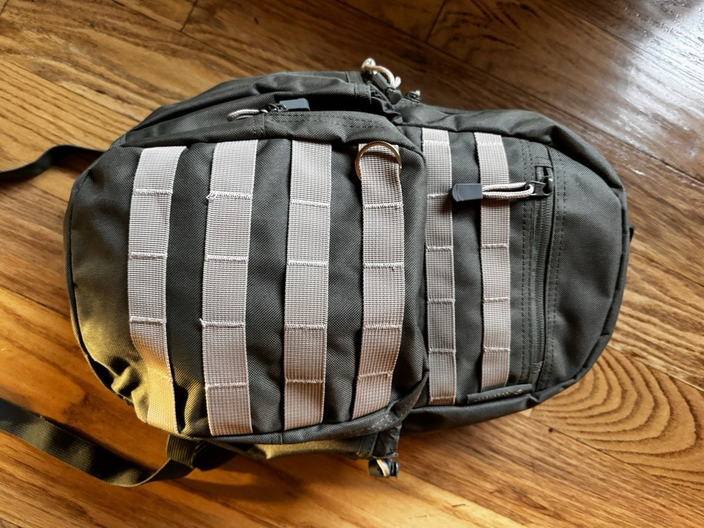 Green Tactical Backpack Nylon Webbing Adjustable Straps Zip Closure Unisex