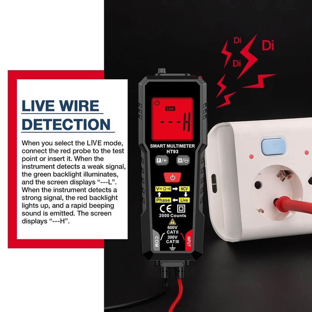 HT93 Smart Multimeter for Electrical Testing with Handheld NCV DETECTION