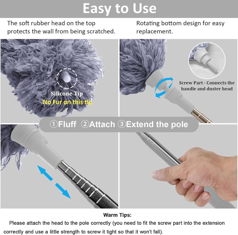 Microfiber Feather Duster Extendable Duster with 100 Inches Extra Long Pole, Ben