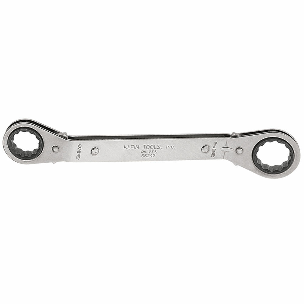 Klein Tools 68242 3/4" by 7/8" Fully Reversible Ratcheting Offset Box Wrench