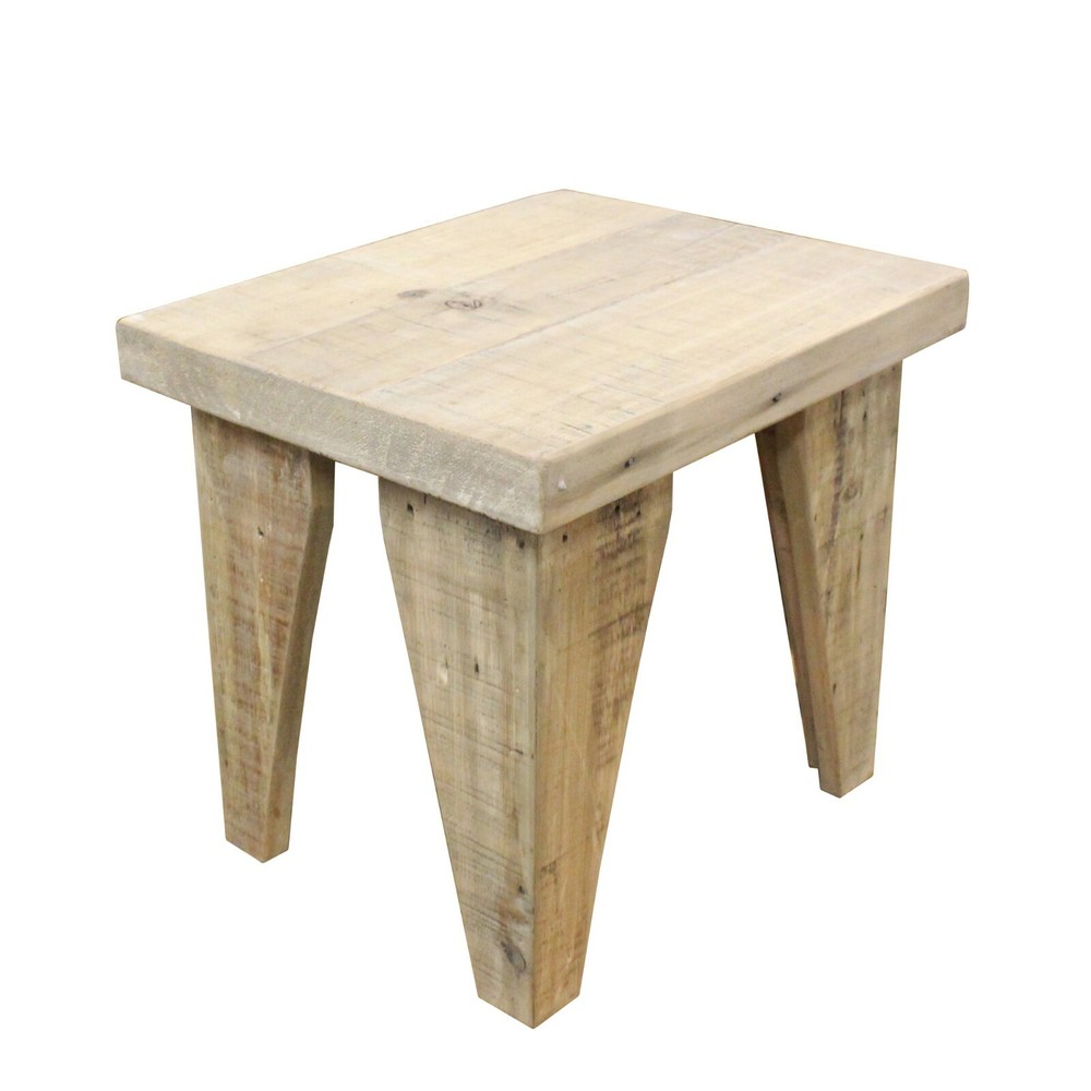 Raw Wood Rustic Handmade Finish Rectangular Wood Stool Table cs5603