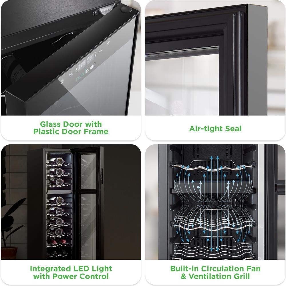 NutriChef Wine Chilling Refrigerator Cellar - Dual-Zone, Digital (27 Bottle)