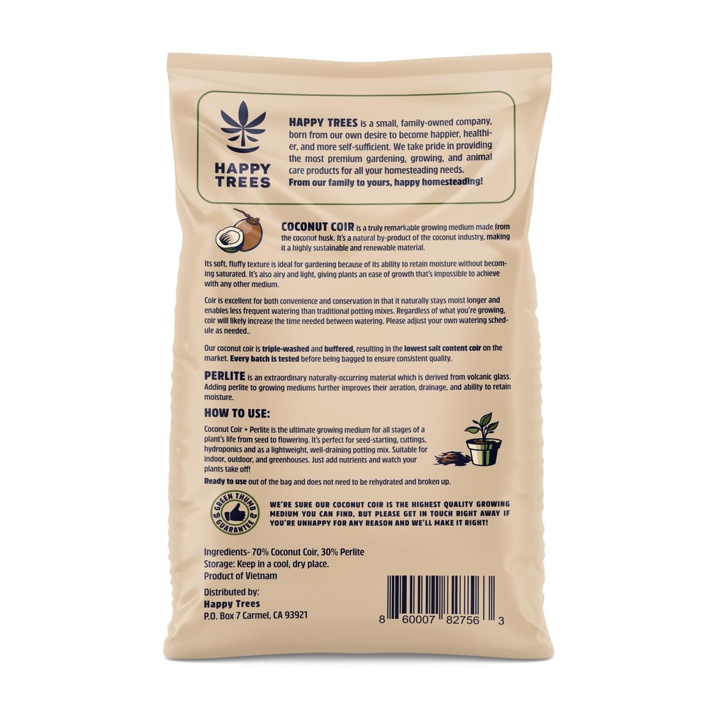Happy Trees Coco Coir and Perlite Growing Medium, Potting Mix, Seed-Starting,...