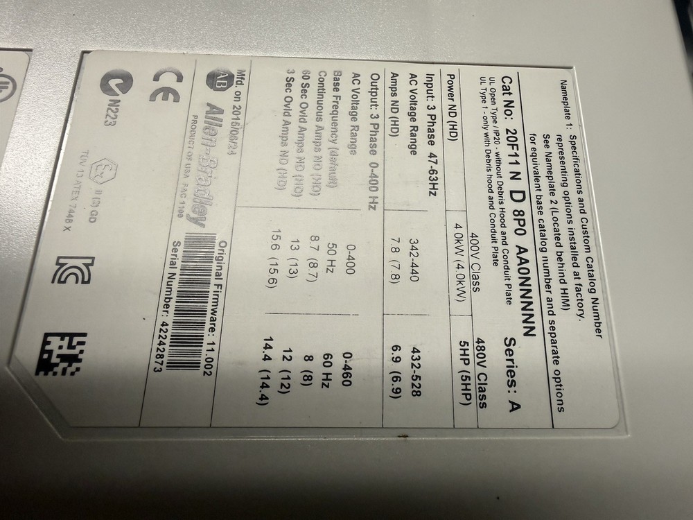 Allen Bradley Power Flex 753 7.5HP VFD