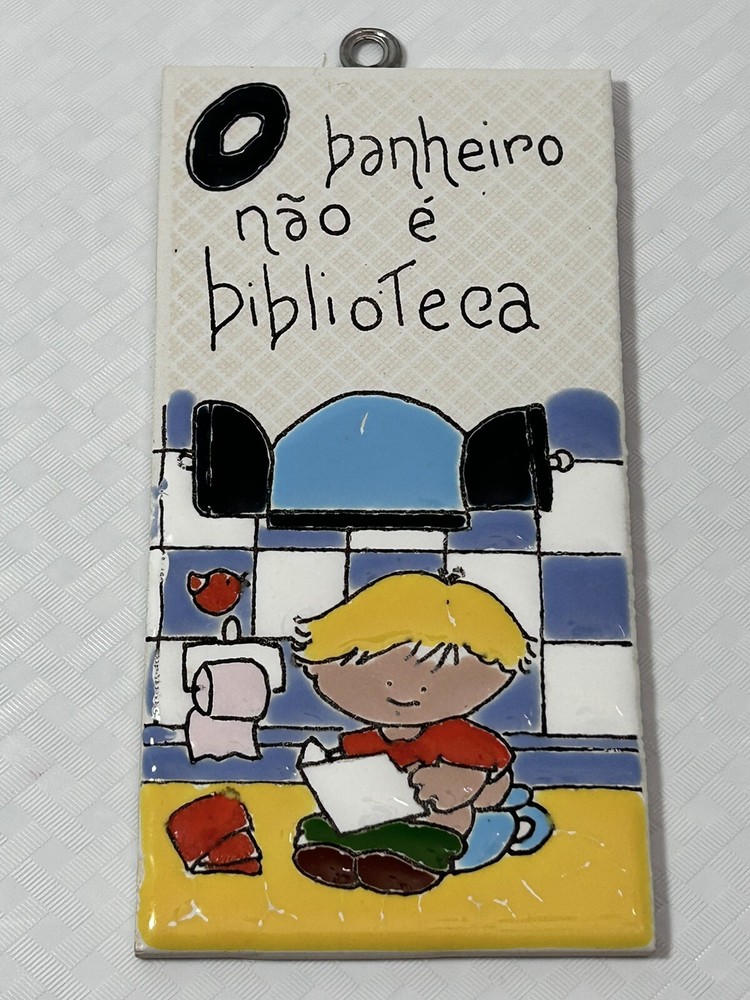 2 Hand Painted Bathroom Tile Plaques