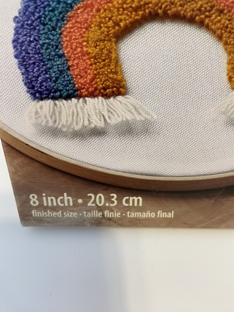 Dimensions Rainbow punch needle kit Includes 8” Hoop To FrameBoho Printed Fabric