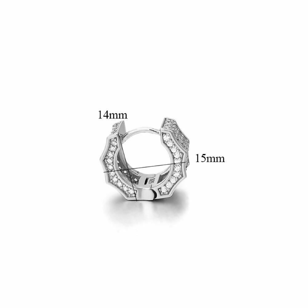 925 Silver Wave Design Iced Out Hoop Earrings