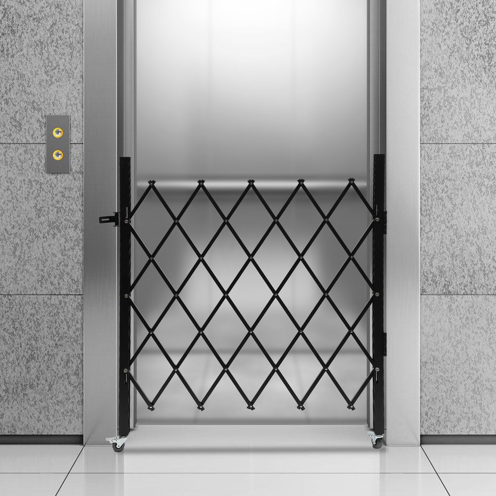 Security Gate Rolling Barricade Single Folding Doors Scissor Gate with Padlock