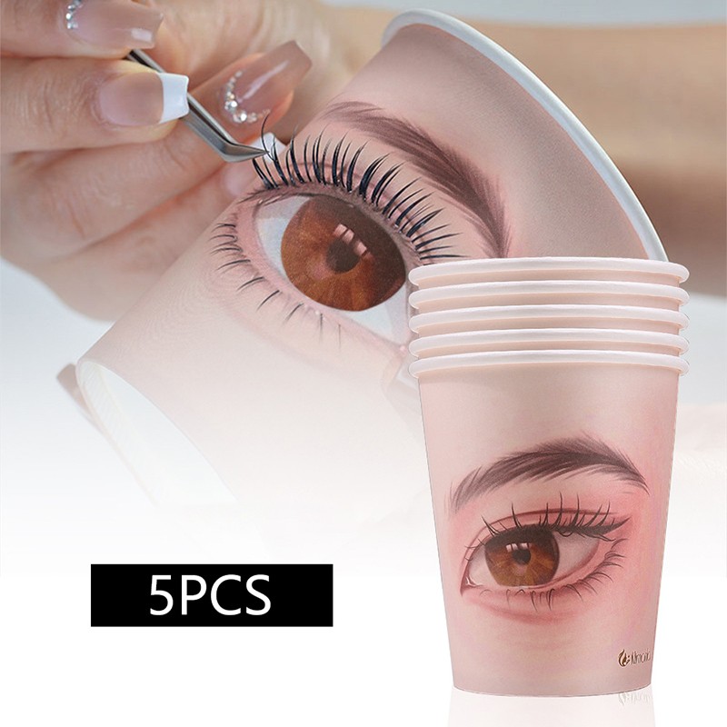 5Pcs Beauty Eyelash Practice Paper Cup Eyelash Extension Beginner Practice