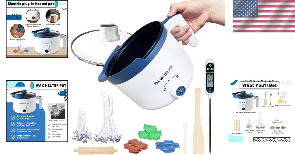 Electric Wax Melter with Precision Pour Spout - Candle Making Kit Includes Dyes