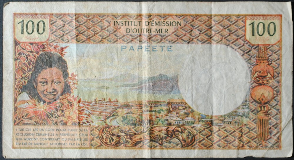 Tahiti P23 100 Francs Fine