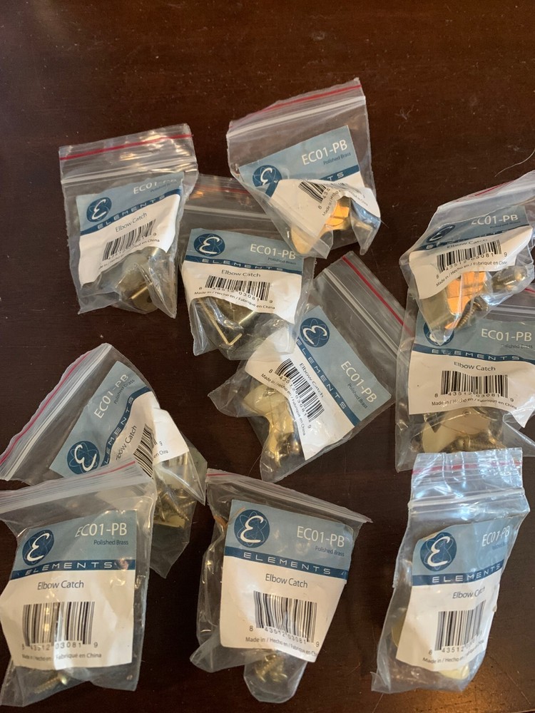 ELBOW CATCH Polished Brass Lot x10pks Elements EC01-PB